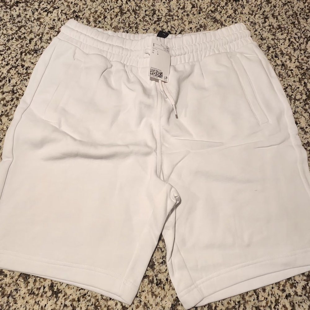 H&M White Athletic Shorts with Elastic Waistband